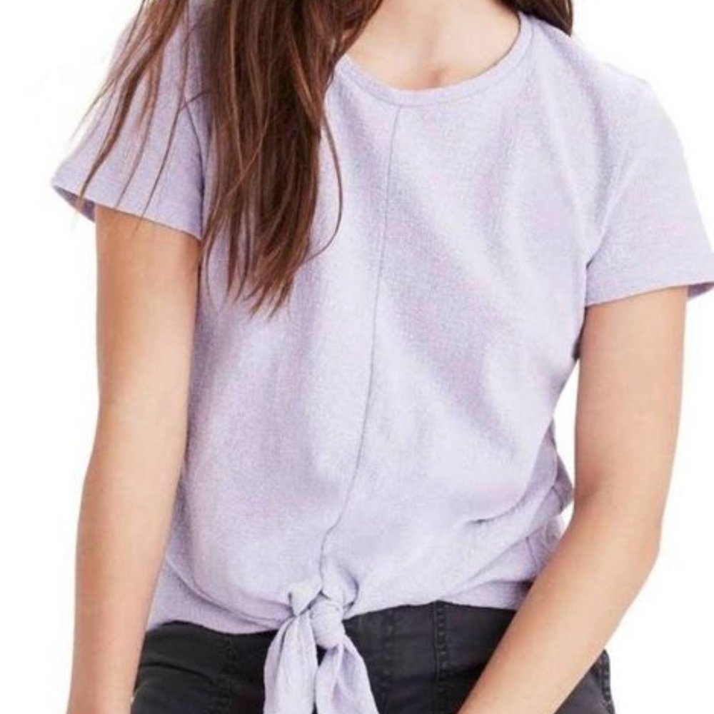 Madewell V-Neck Tie Front Short Sleeve Tee Lavender M